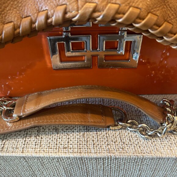 Tory Burch "Marion" Cognac Brown Pebbled Leather Large Slouchy Shopper Tote - Picture 5 of 16